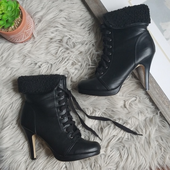 Madden Girl Shoes - Madden Girl Ankle Boots Fur Black Lace Leather